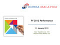 FY 2012 Financial Results